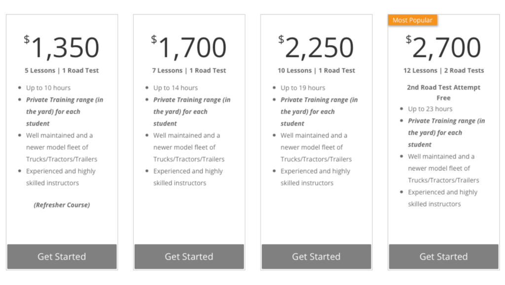 truck driving school cost